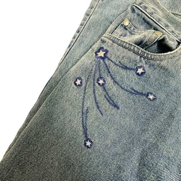 Y2K Jeans Bootcut Light Blue Denim Cotton Embroidered Vintage Casual 7 Waist 30 - Picture 5 of 7